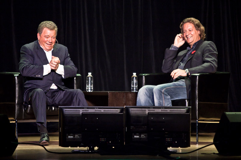 William Shatner and Alan Cross on stage